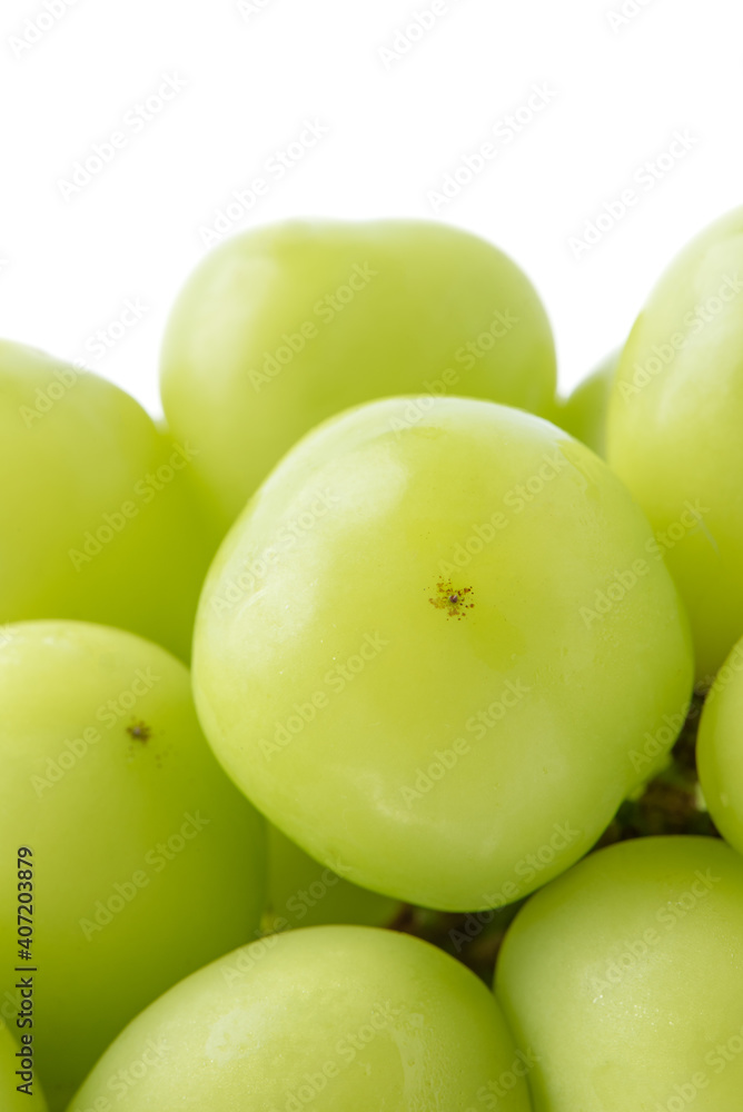Beautiful a bunch of Shine Muscat green grape isolated on white background. Beautiful a bunch of Shine Muscat green grape isolated on white background.