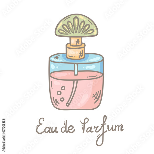 Parfume glamour bottle colorful cartoon vector icon