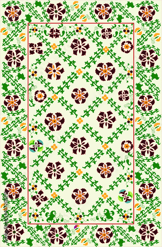 seamless pattern with flowers Uzbek Suzanne  photo