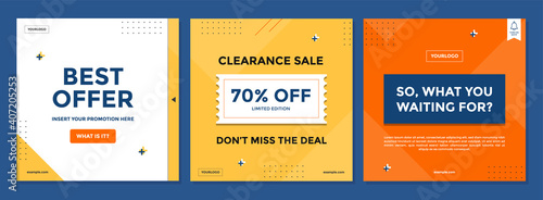 Sale square banner template for social media posts, mobile apps, banners design, web or internet ads. Trendy geometric abstract square template.