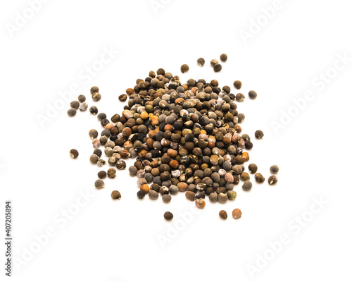 Okra or lady fingers, abelmoschus esculentus seeds isolated on white background