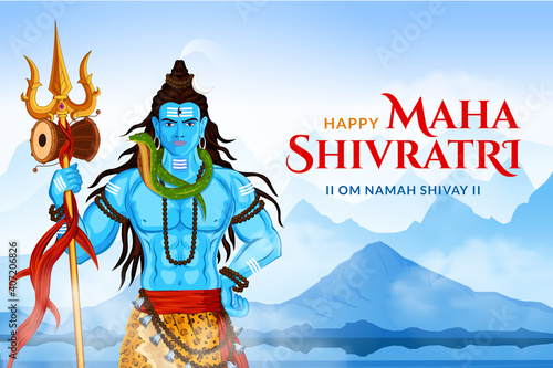 Lord Shiva standing in Himalaya Happy Mahashiv Ratri