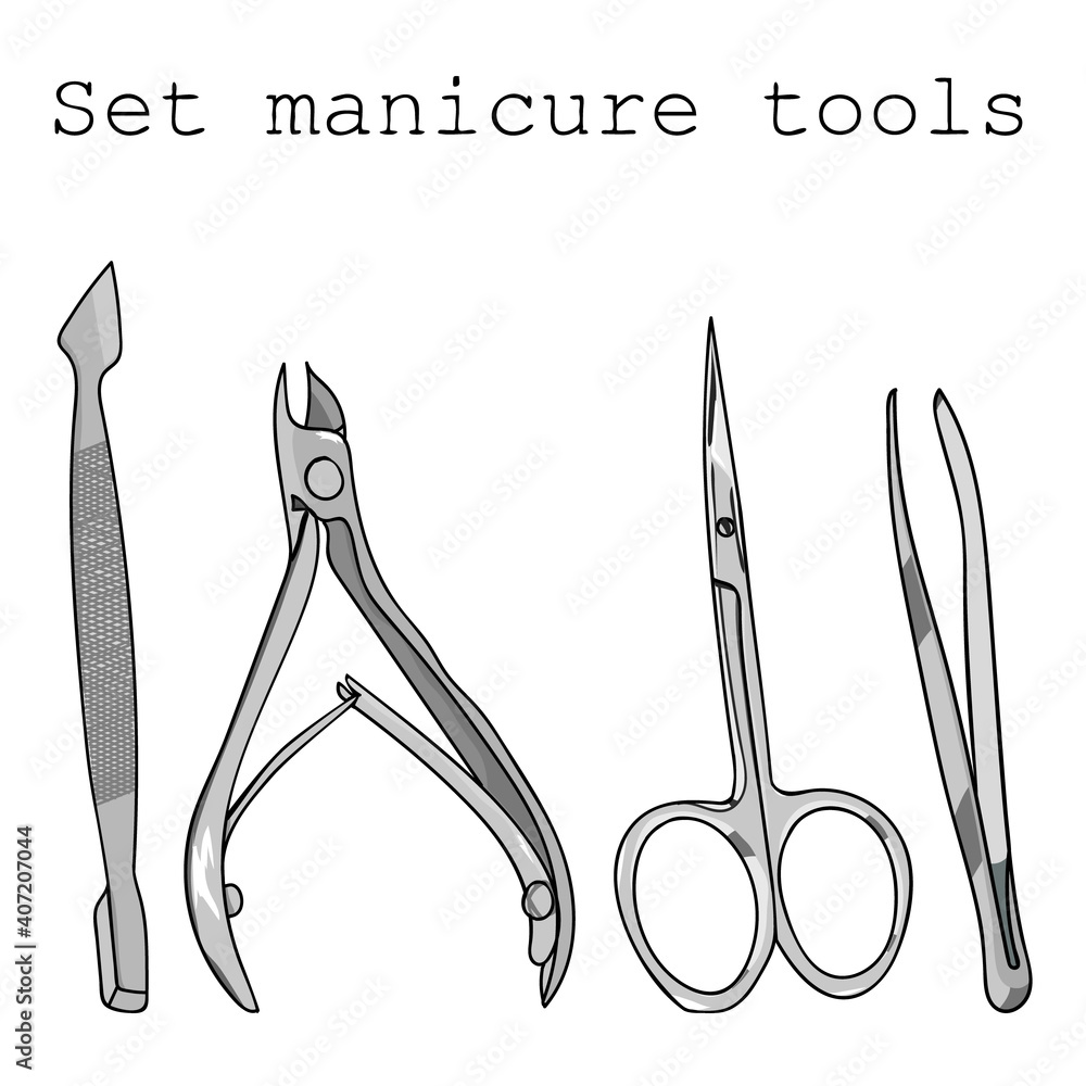 A set of tools for manicure. Hand drawing. Vector illustration. Isolated  vector manicure tools object. Stock Vector | Adobe Stock