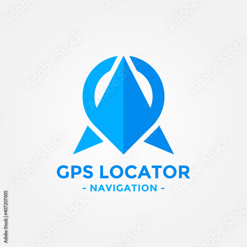 Gps locator logo design template. Gps map location and direction icon vector combination. Direct business arrow logo symbol concept.