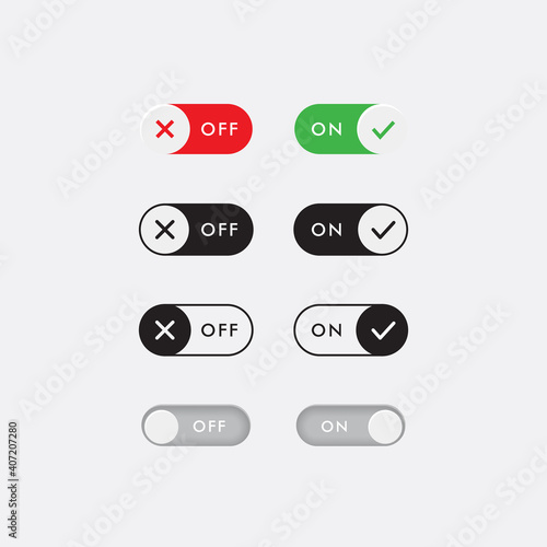 Mode off and mode on icons set. Vector On Off Switch. Day and Night Mode Switcher for Phone Screens.