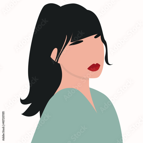 Feminine concept illustration of boho woman. Perfect for posters, wall art, cards. Woman clip art isolated on white background. Contemporary portrait. Vector illustration, eps10