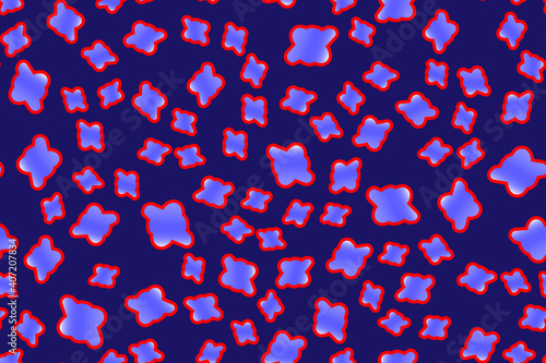 Seamless pattern of blue figurines on a blue background