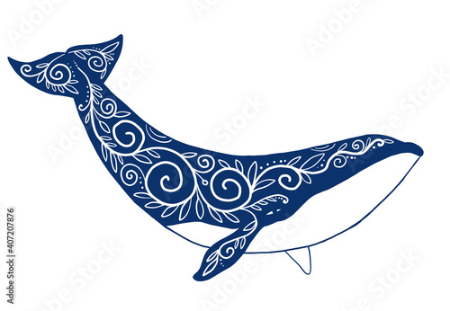Wild Whale with Ethnic Ornaments
