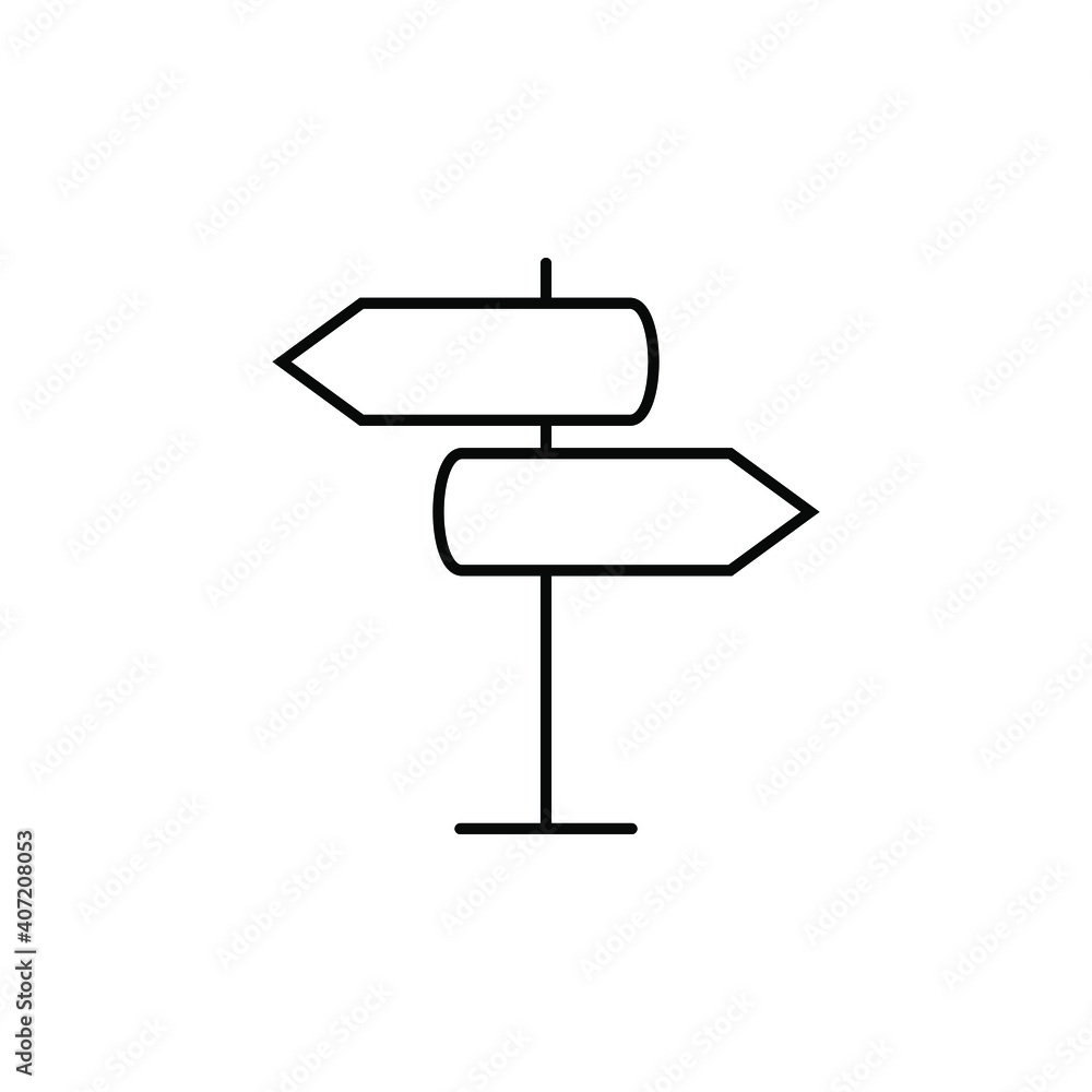Signpost icon, direction icon isolated, expanded stroke Signpost icon, direction icon isolated, expanded stroke