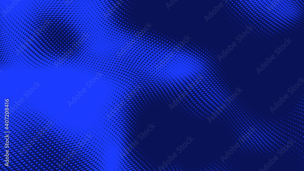 Dot blue wave light screen gradient texture background. Abstract  technology big data digital background. 3d rendering.