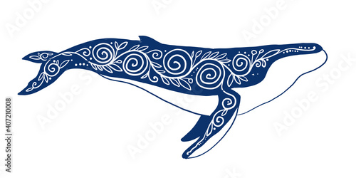 Wild Whale with Ethnic Ornaments
