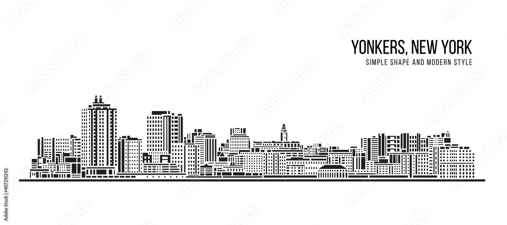 Cityscape Building Abstract Simple shape and modern style art Vector design -  Yonkers City, New York