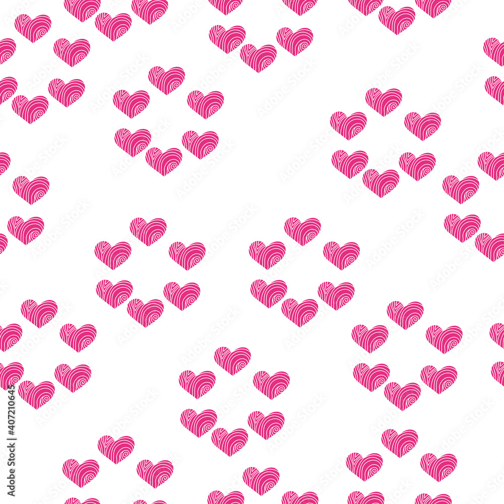 Seamless pattern of pink wavy hearts, grouped in the shape of a circle, for Valentine's Day Seamless pattern of pink wavy hearts, grouped in the shape of a circle, for Valentine's Day