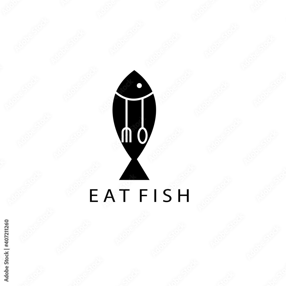 fish restaurant logo illustration cutlery design vector template fish restaurant logo illustration cutlery design vector template