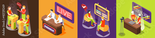 Quiz TV Show Square Icons Set