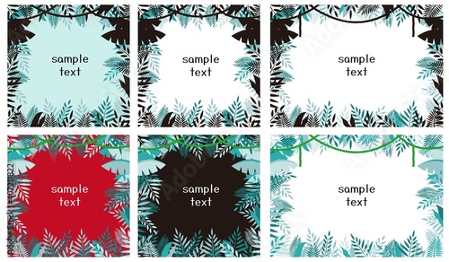 熱帯雨林のジャングルの葉のフレームセット