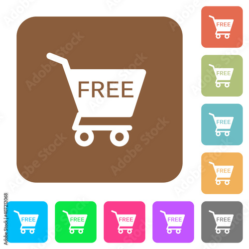 Free shopping cart rounded square flat icons