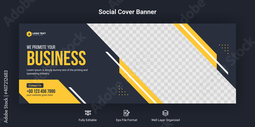 Business promotion and corporate facebook cover banner template