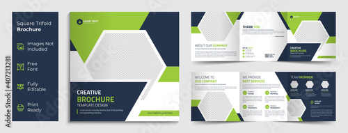 Creative business square trifold brochure template design