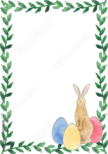 Photography watercolor easter frame clipart, clip art bunny rabbit eggs bird nest tractor tr