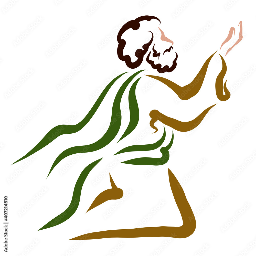 Apostle or prophet praying on his knees