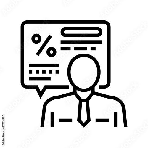 manager explaining loan line icon vector. manager explaining loan sign. isolated contour symbol black illustration