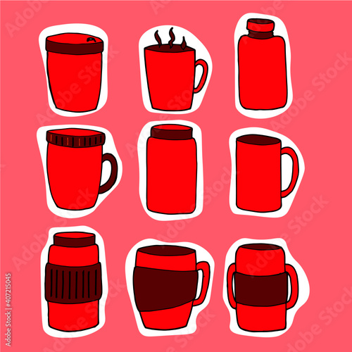 thermo cup, container for drinking in winter, we drink hot drinks in winter, thermo mug, thermo cup, thermo glass, thermo bottle, cup with a double bottom, illustration for instagram, illustration for