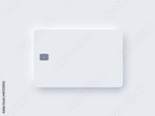 Bank Credit Card Template with Chip and Neomorphism Shadow