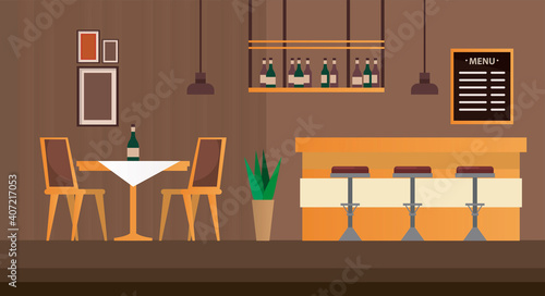 bar with table and chairs restaurant forniture scene