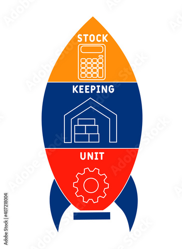 SKU - Stock Keeping Unit acronym. business concept background.  vector illustration concept with keywords and icons. lettering illustration with icons for web banner, flyer, landing page