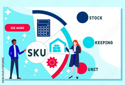 Vector website design template . SKU - Stock Keeping Unit  acronym. business concept background. illustration for website banner, marketing materials, business presentation, online advertising.