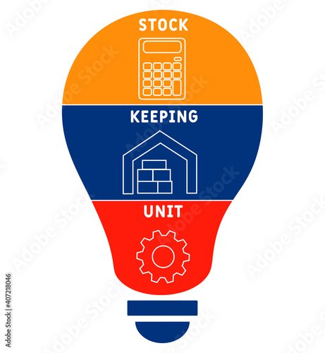 SKU - Stock Keeping Unit acronym. business concept background.  vector illustration concept with keywords and icons. lettering illustration with icons for web banner, flyer, landing page