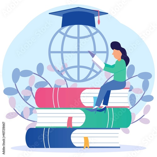 Illustration vector graphic cartoon character of global education