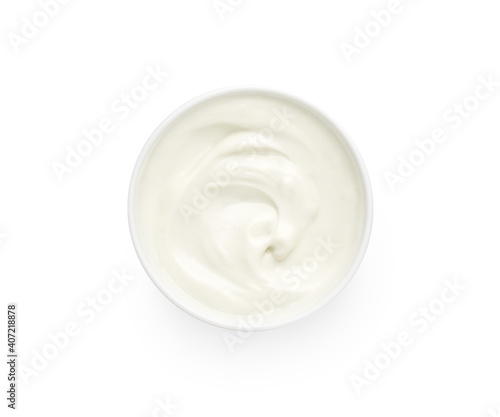 Bowl of white creamy yogurt