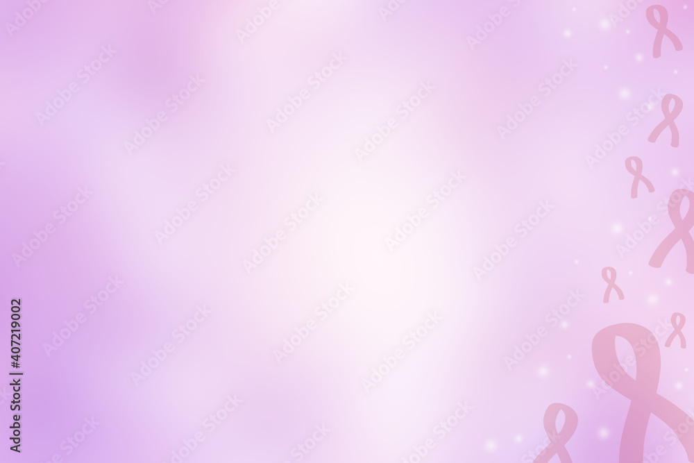 blur purple color background with group of ribbon illustration for world cancer day 4 February concept