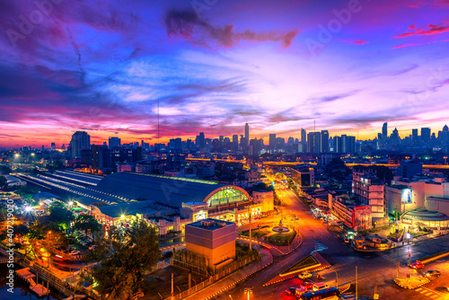 Hua Lamphong Railway Station in episode before sunrise Bangkok, Thailand Date July 2, 2020