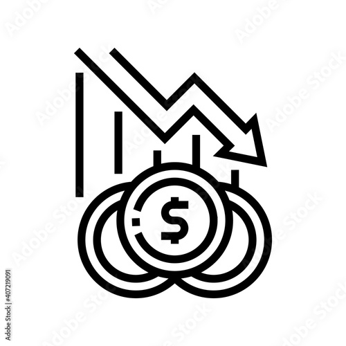 finance lost, poverty problem line icon vector. finance lost, poverty problem sign. isolated contour symbol black illustration