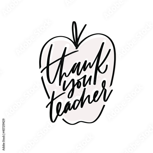 Teacher gratitude thank you words with apple frame for graduation gift.