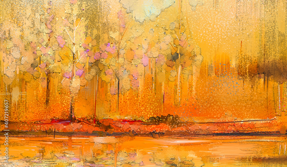 Abstract colorful oil painting on canvas texture. Semi abstract paint