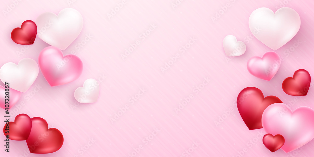 Background for valentines day Decorated with hearts vector Beautifully laid out