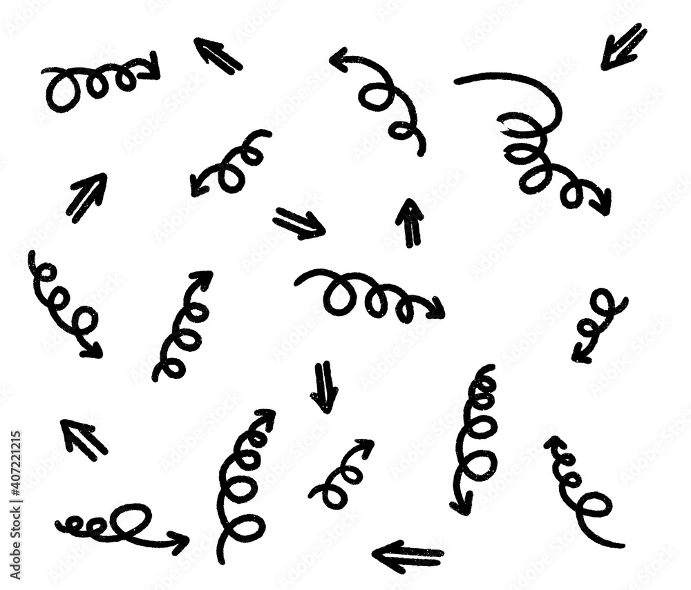 Hand drawn arrow set, abstract shapes doodle, collection of blac Hand drawn arrow set, abstract shapes doodle, collection of blac