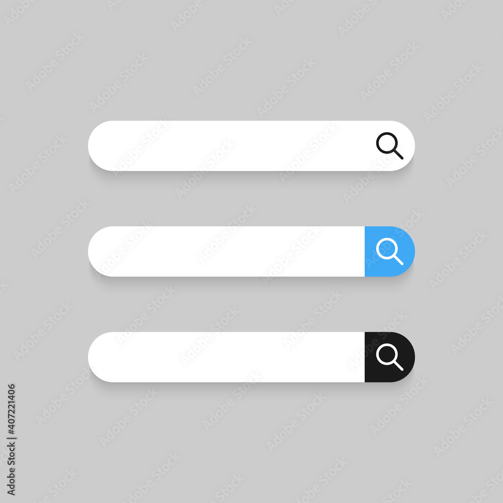 Search bar icons. Blank search bar icon for website. Empty template search bar for browser. Vector illustration Search bar icons. Blank search bar icon for website. Empty template search bar for browser. Vector illustration