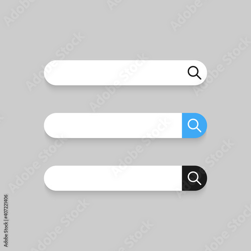Search bar icons. Blank search bar icon for website. Empty template search bar for browser. Vector illustration