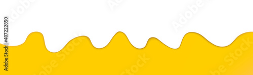 Abstract yellow background with liquid wave. Honey, Dripping oil or Yogurt or Milk, yellow liquid texture flowing down, isolated vector background. vector