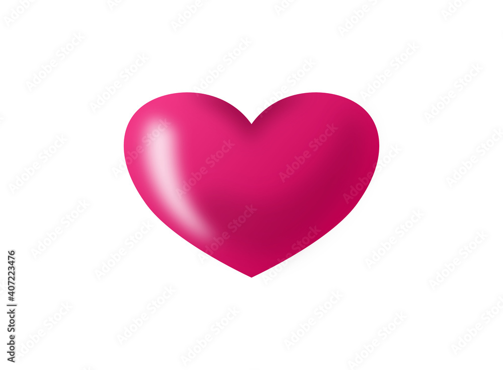 Red Heart isolated on white background. Heart for your wedding, birthday, invitation card. 3D realistick Pink heart icon vector illustration.