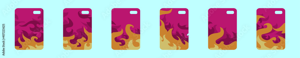 set of phone case cartoon icon design template with various models. vector illustration isolated on blue background set of phone case cartoon icon design template with various models. vector illustration isolated on blue background