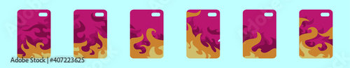 set of phone case cartoon icon design template with various models. vector illustration isolated on blue background