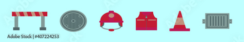 set of construction manhole cartoon icon design template with various models. vector illustration isolated on blue background