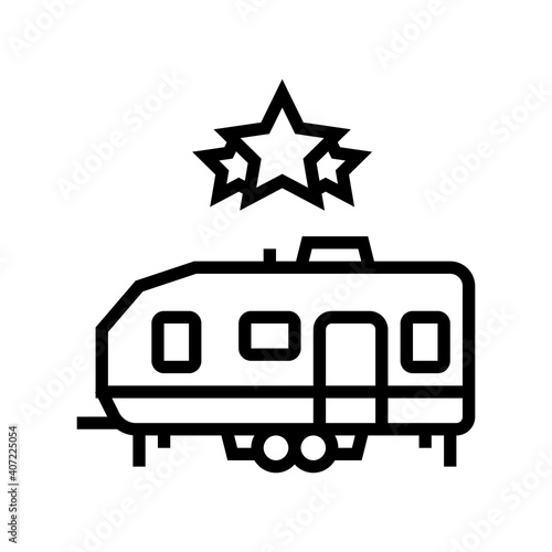 celebrity trailer line icon vector. celebrity trailer sign. isolated contour symbol black illustration