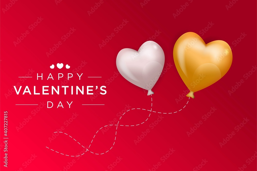 Minimalistic valentine's day design with floating love balloon on red background Minimalistic valentine's day design with floating love balloon on red background
